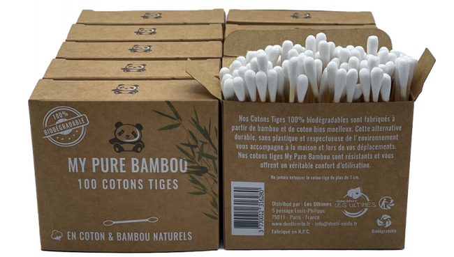 Lot de 3 boîtes de cotons tiges en bambou bio - Hydrophil